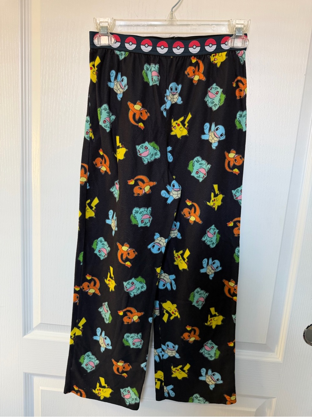 Pokemon Black Pajama Pants with Pikachu, Bulbasaur, Charmander & Squirtle